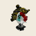 Cubist Head Sculpture – Woman, Brown Hair