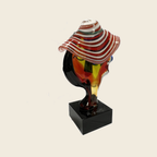 Cubist Head Sculpture – Red Hats II
