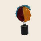 Cubist Head Sculpture – Blue