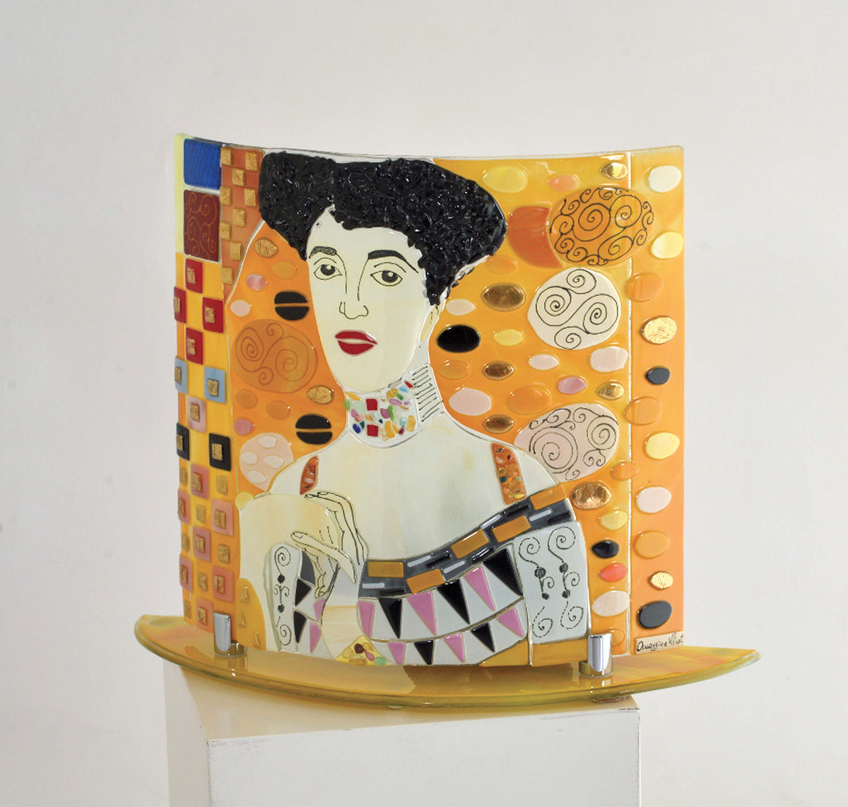 Klimt Adele's Portrait Lamp Holder – handmade glass, made in Italy