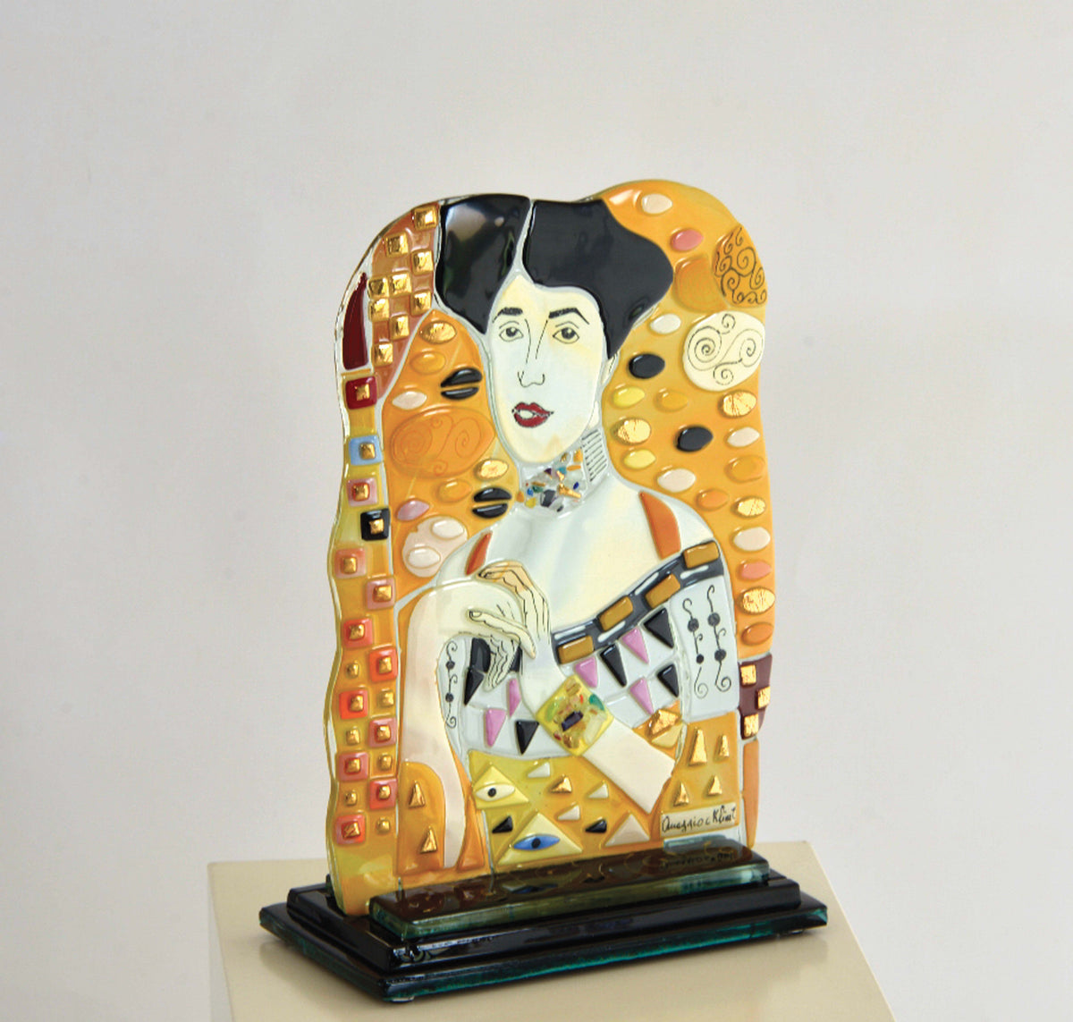 Klimt Adele's Portrait Totem Sculpture – handmade glass, made in Italy