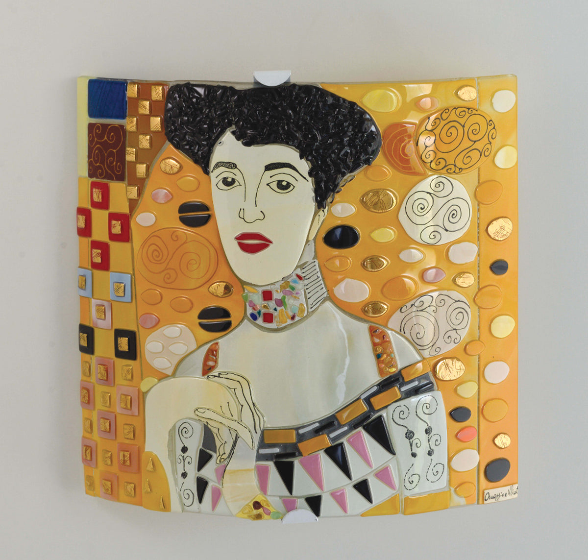 Klimt Adele's Portrait Wall Lamp – handmade glass, made in Italy