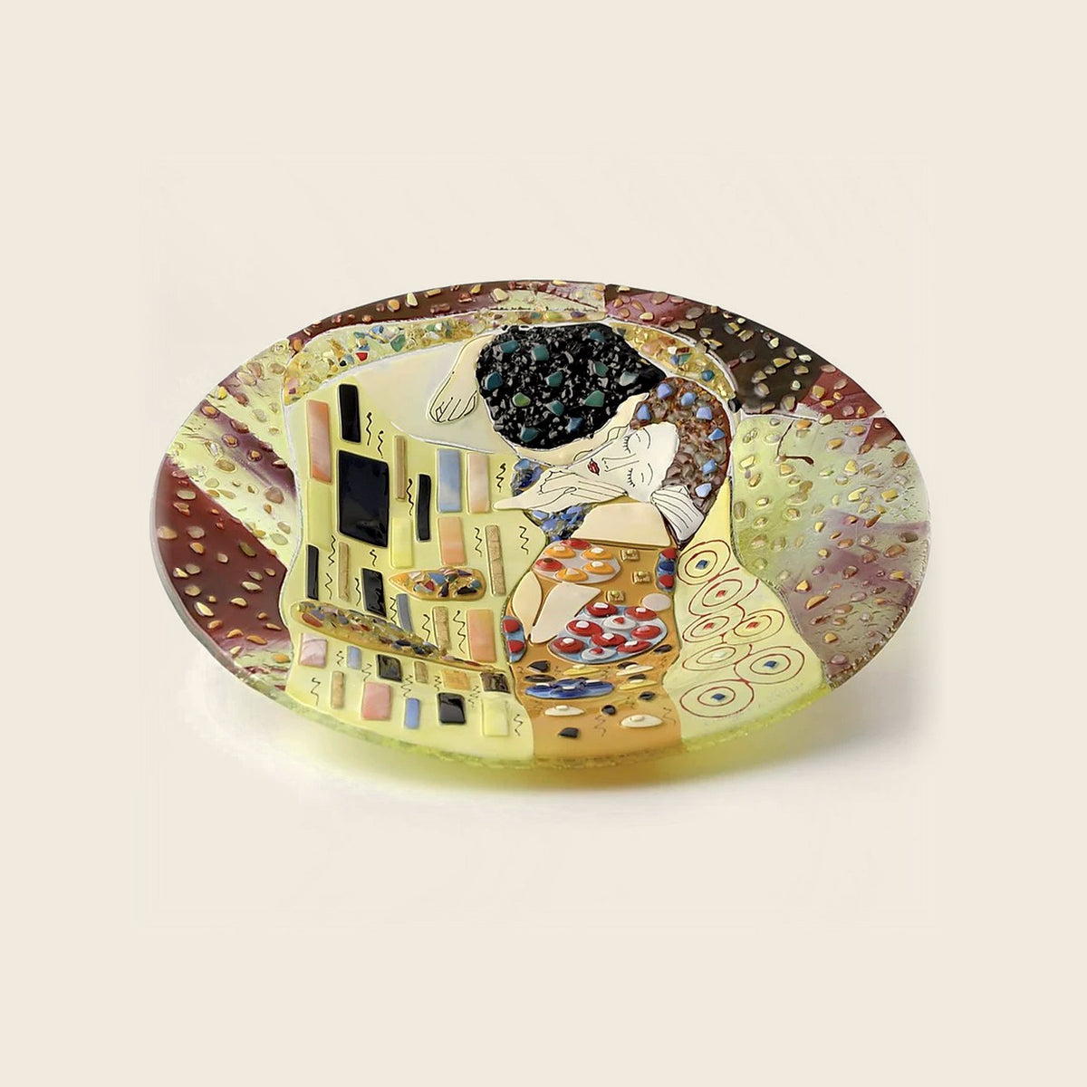 Klimt The Kiss round plate in handmade Murano glass