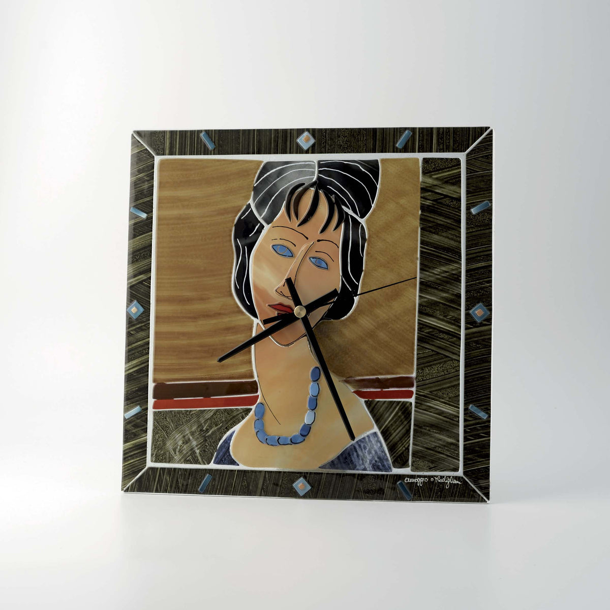 Modigliani Jeanne Hébuterne Clock – handmade glass, made in Italy