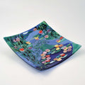 Monet Water Lilies Square Plate – handmade glass, made in Italy