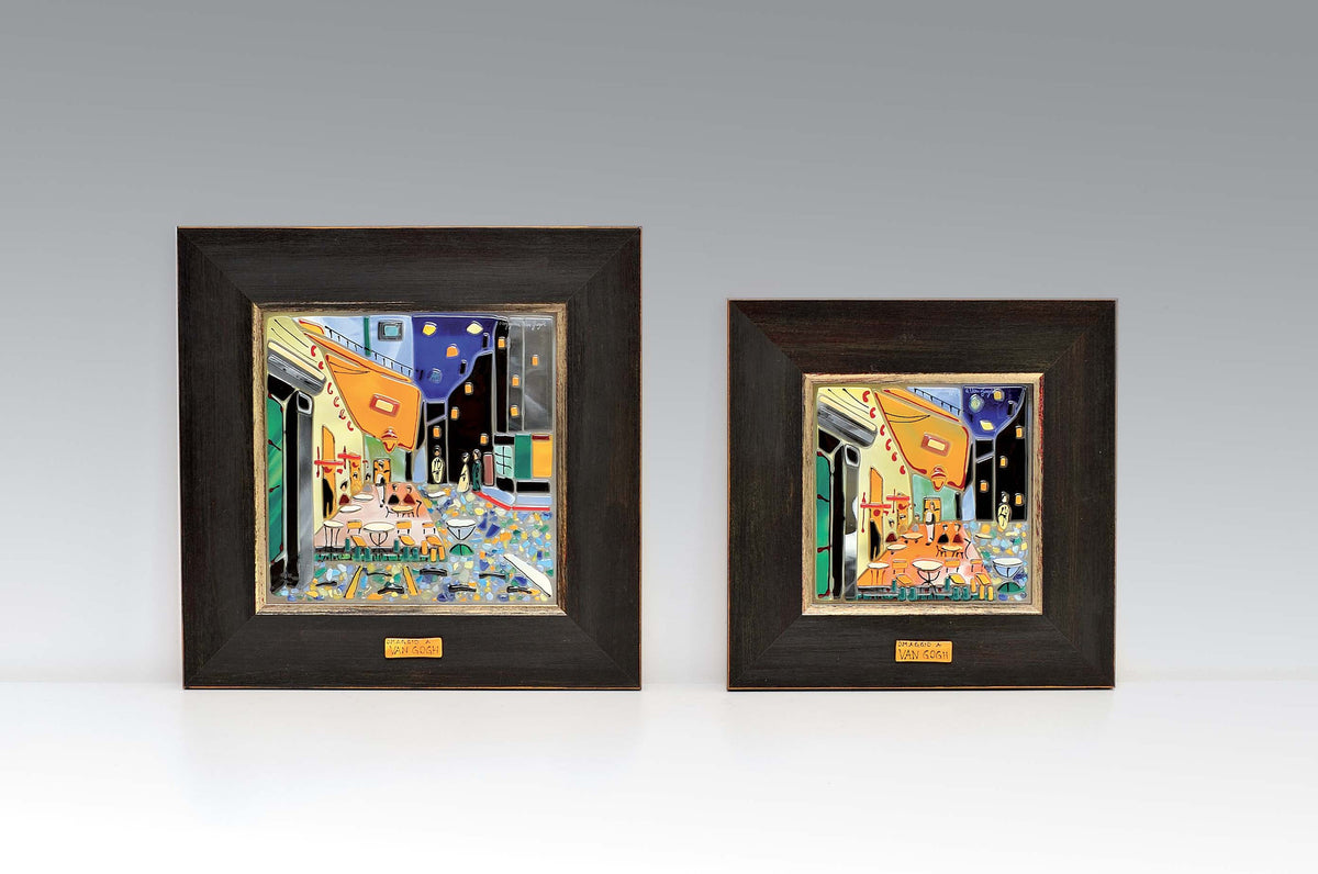 Van Gogh Café Terrace at Night Painting – handmade glass, made in Italy
