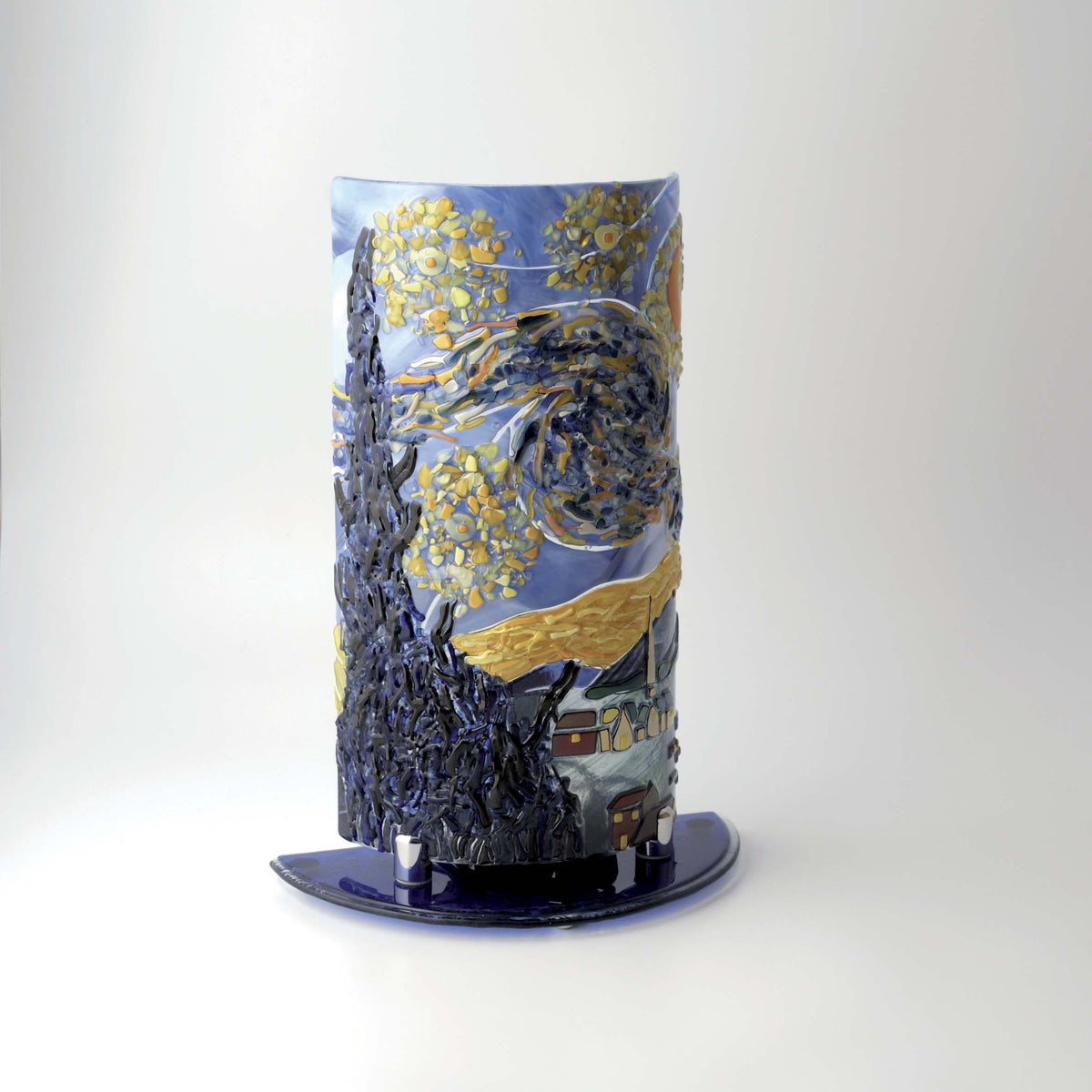 Van Gogh Starry Night Lamp Holder – handmade glass, made in Italy