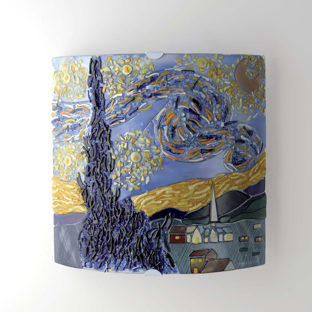 Van Gogh Starry Night Wall Lamp – handmade glass, made in Italy