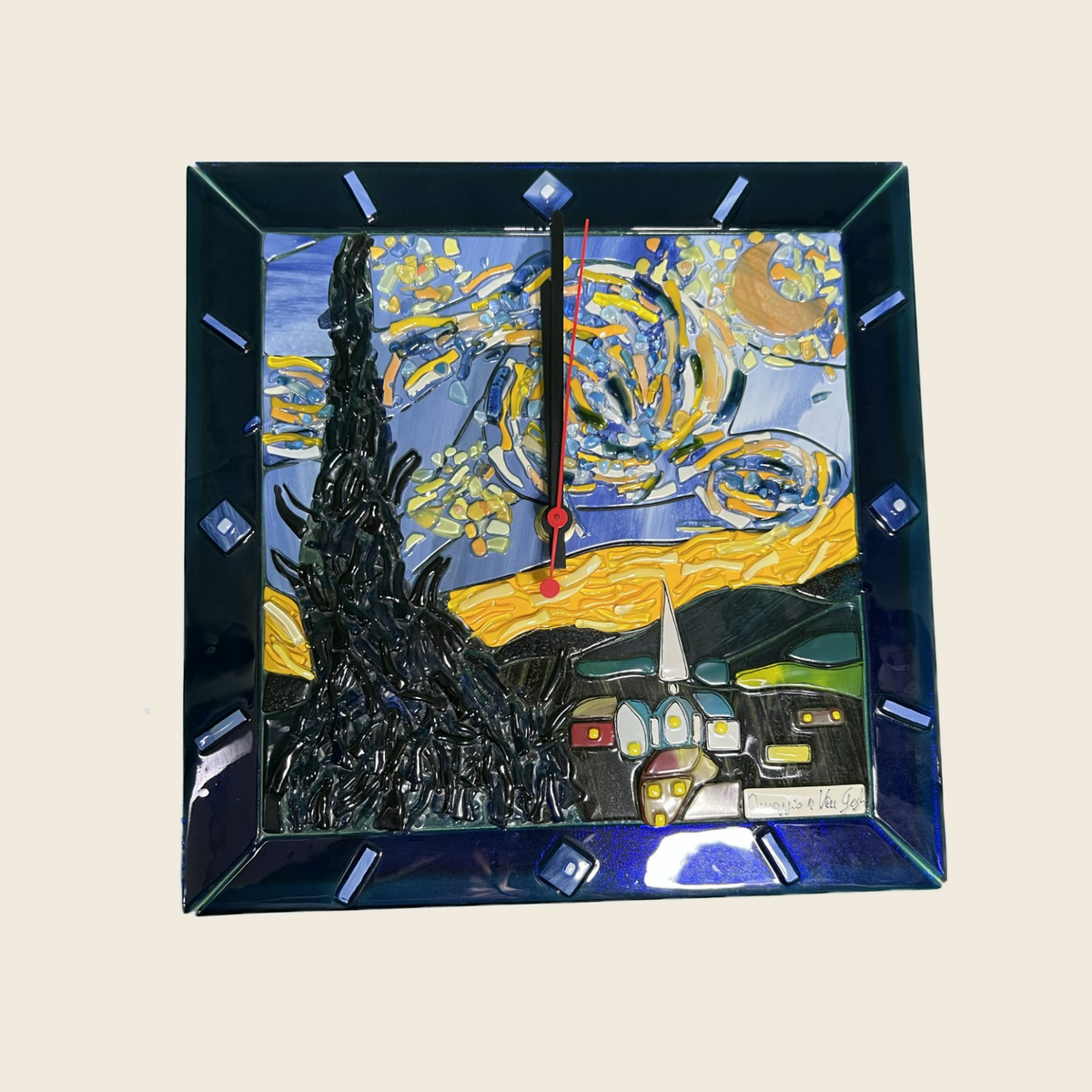 Van Gogh - The Starry night - Clock - Murano Art Italy