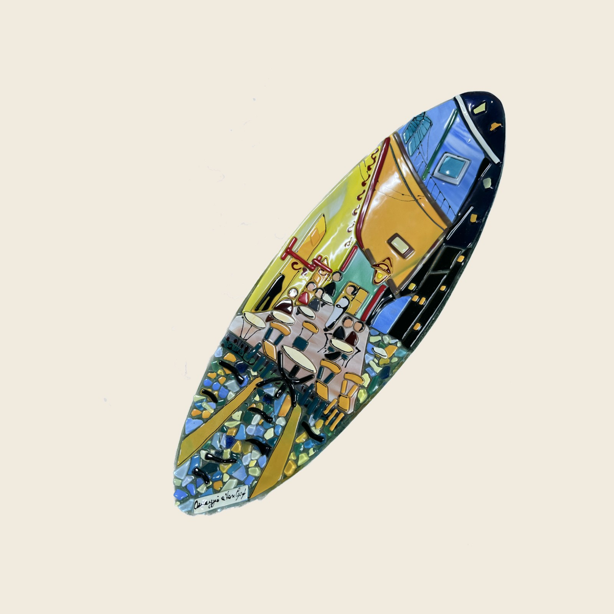 Van Gogh - The cafè terrace at night - Table-top oval plate - Murano Art Italy