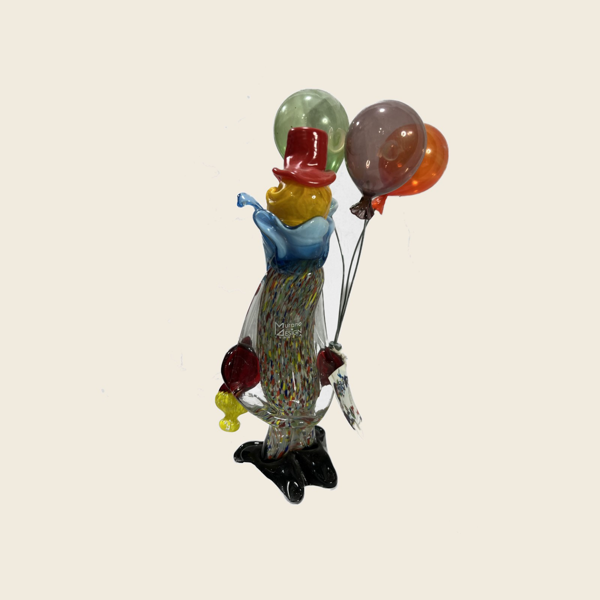Sculpture - Figurines - Clown - Clown with balloons (Fiasco 24 cm.) - Murano Art Italy