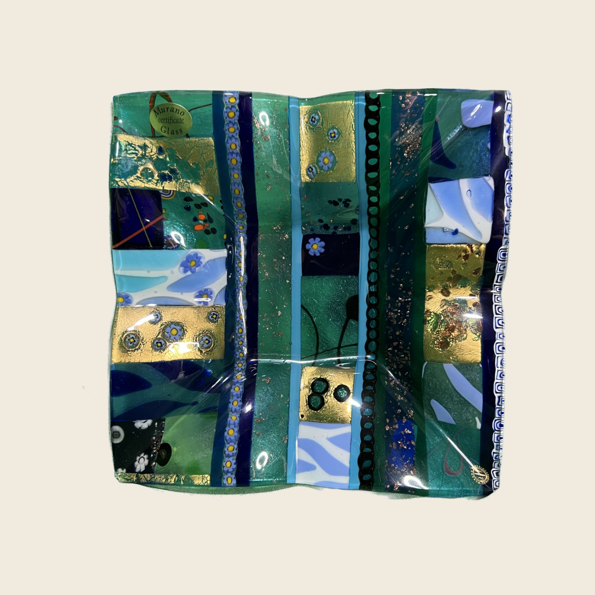 Centerpiece - Plates, pocket emptier - Ginevra - Blue - Table-top "Handkerchief" - Murano Art Italy