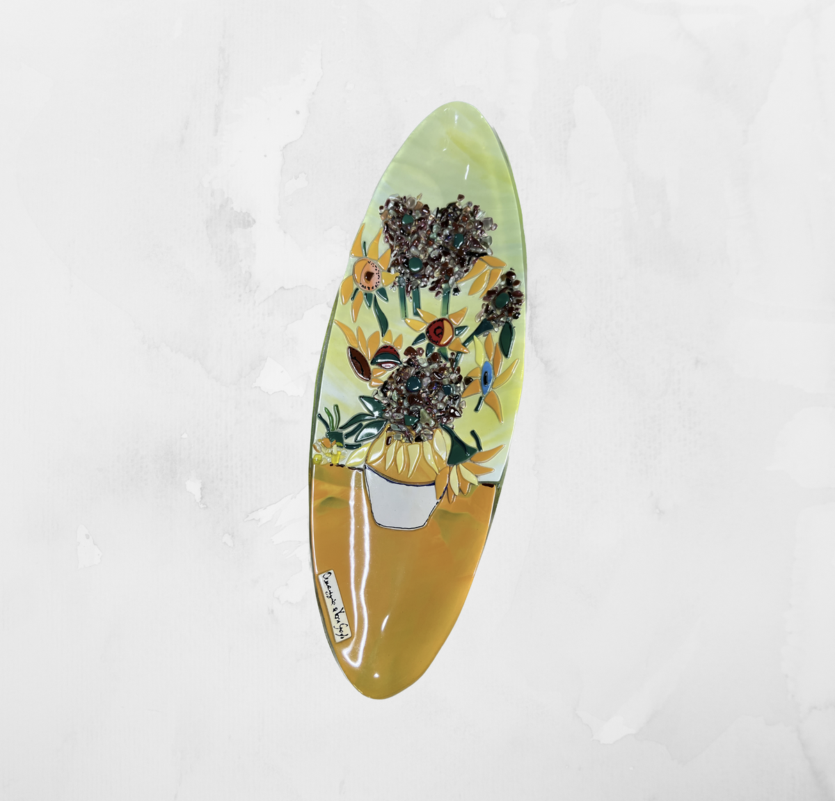 Van Gogh - The sunflowers - Table-top square plate - Murano Art Italy