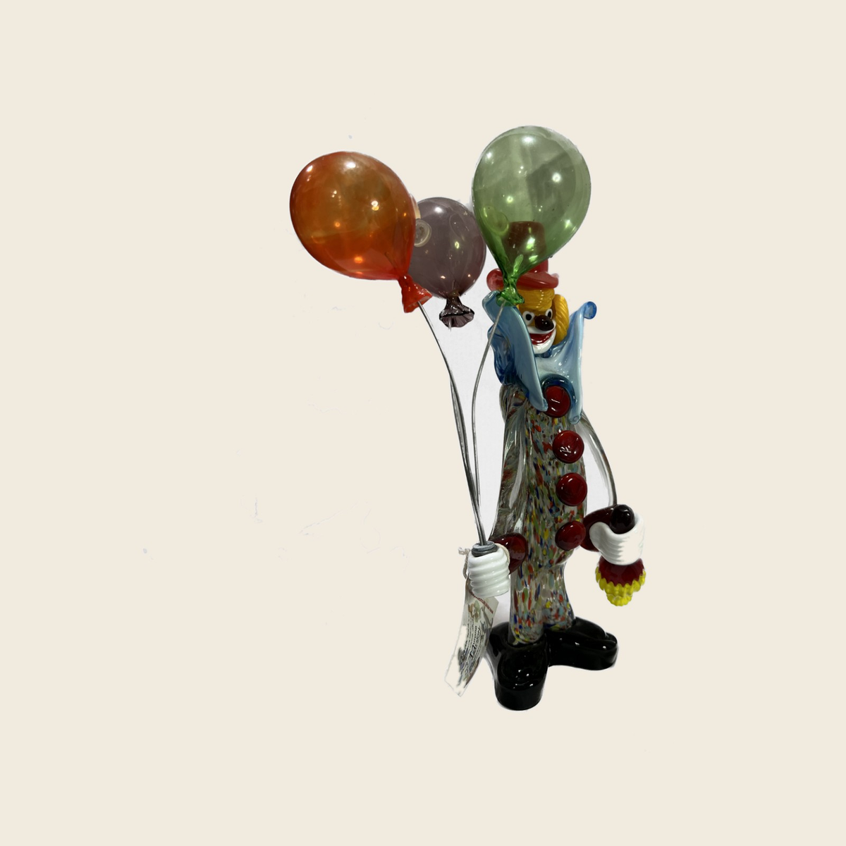 Sculpture - Figurines - Clown - Clown with balloons (Fiasco 24 cm.) - Murano Art Italy