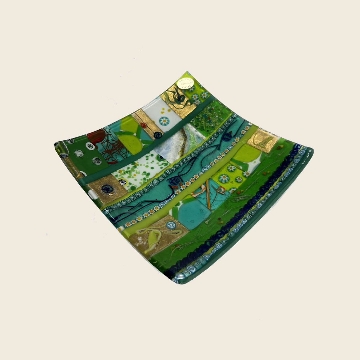 Centerpiece - Plates, pocket emptier - Ginevra - Green - Table-top square plate - Murano Art Italy