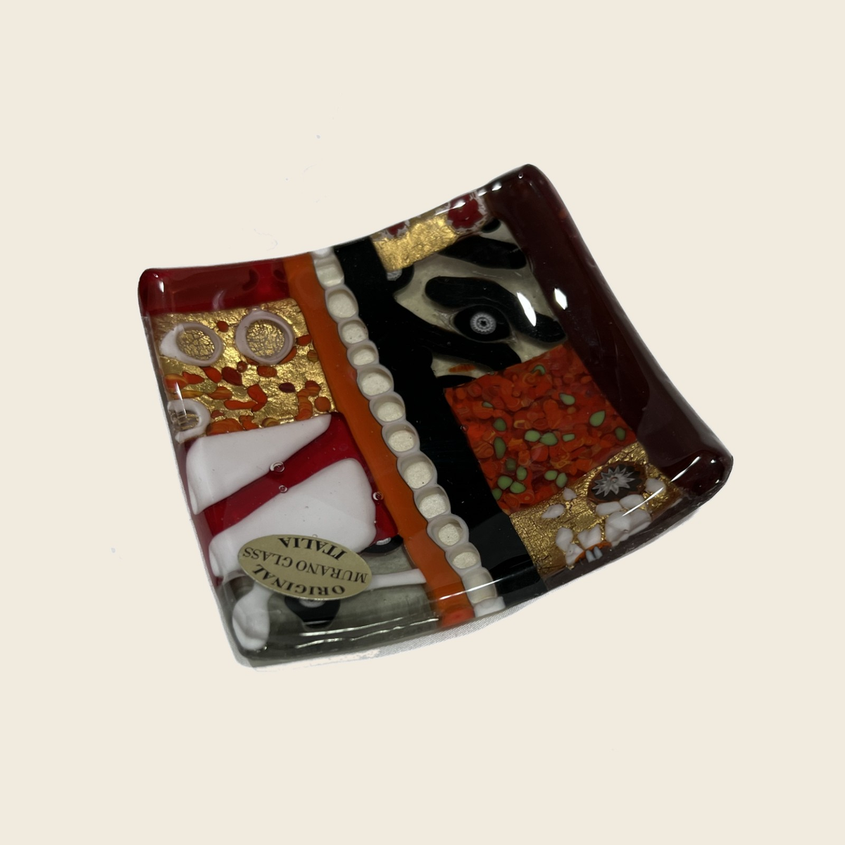 Centerpiece - Plates, pocket emptier - Ginevra - Red - Table-top square plate - Murano Art Italy