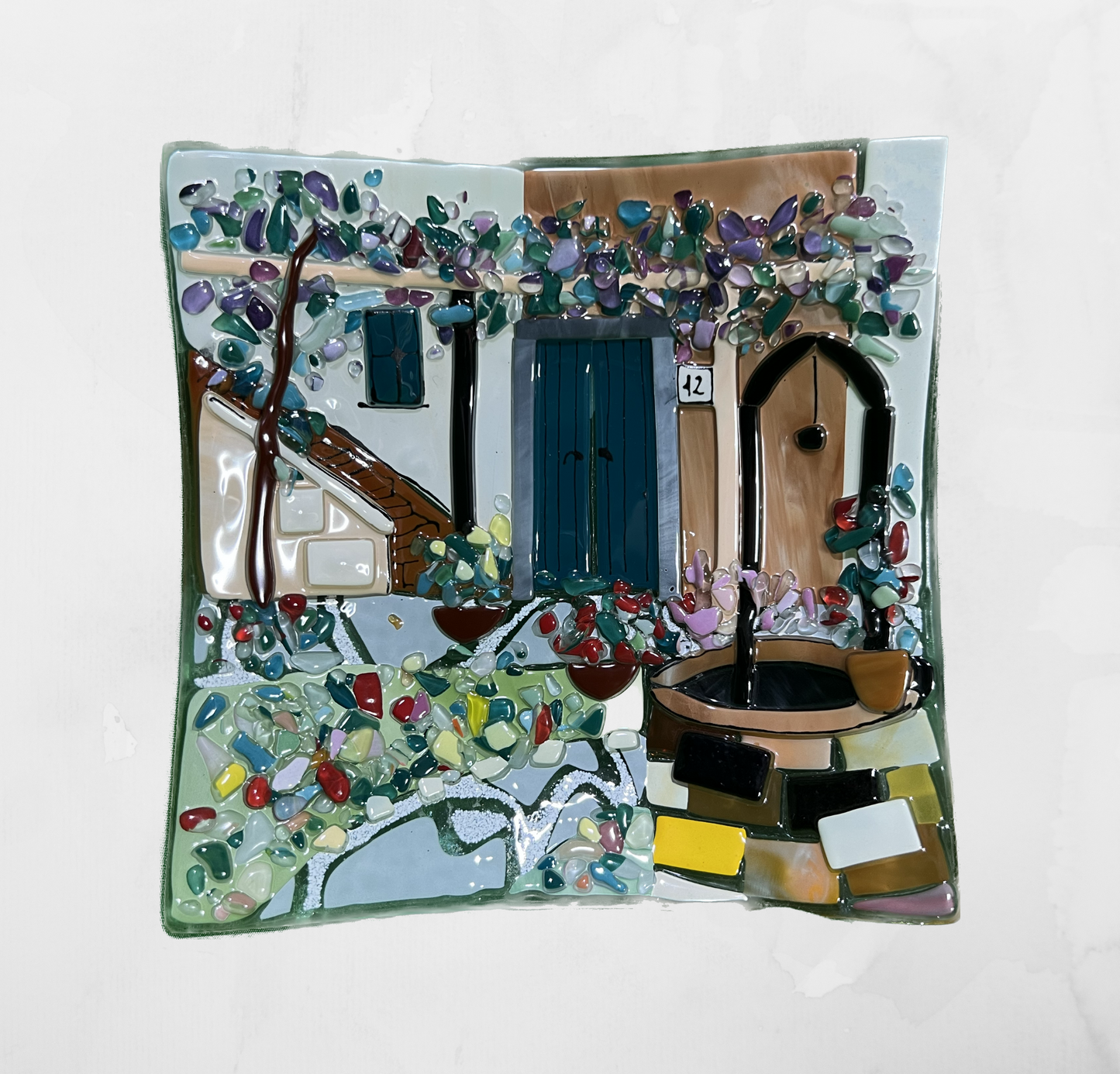 Landscapes - Courtyard with well - Table-top square plate