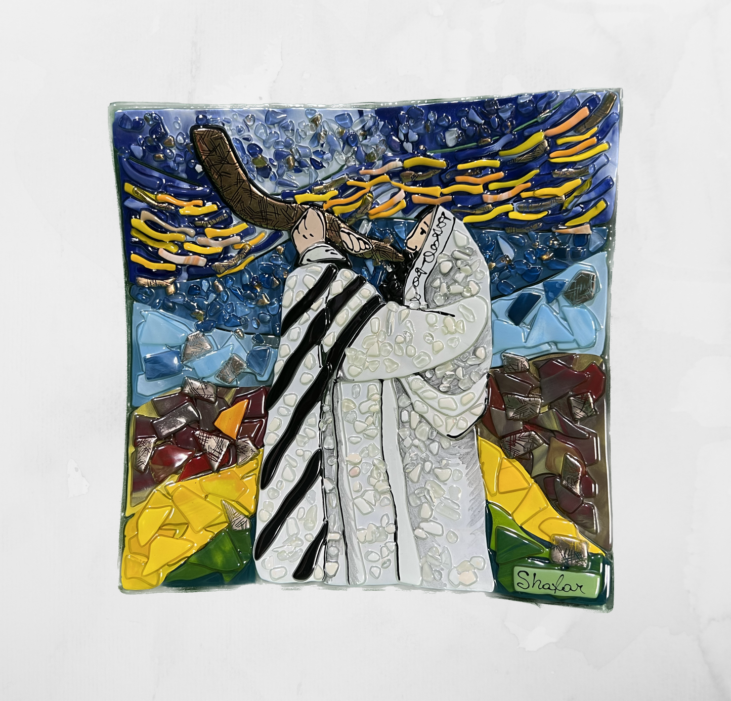 Jerusalem - Rav with shofar - Table-top square plate