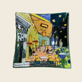 Van Gogh - The cafè terrace at night - Table-top square plate - Murano Art Italy
