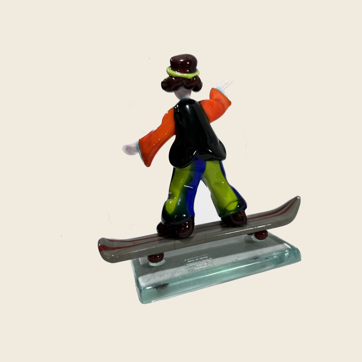 Sculpture - Figurines - Clown - Clown with skate - Murano Art Italy