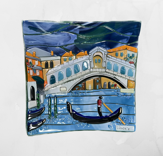 Landscapes - The Rialto Bridge Venice - Table-top square plate