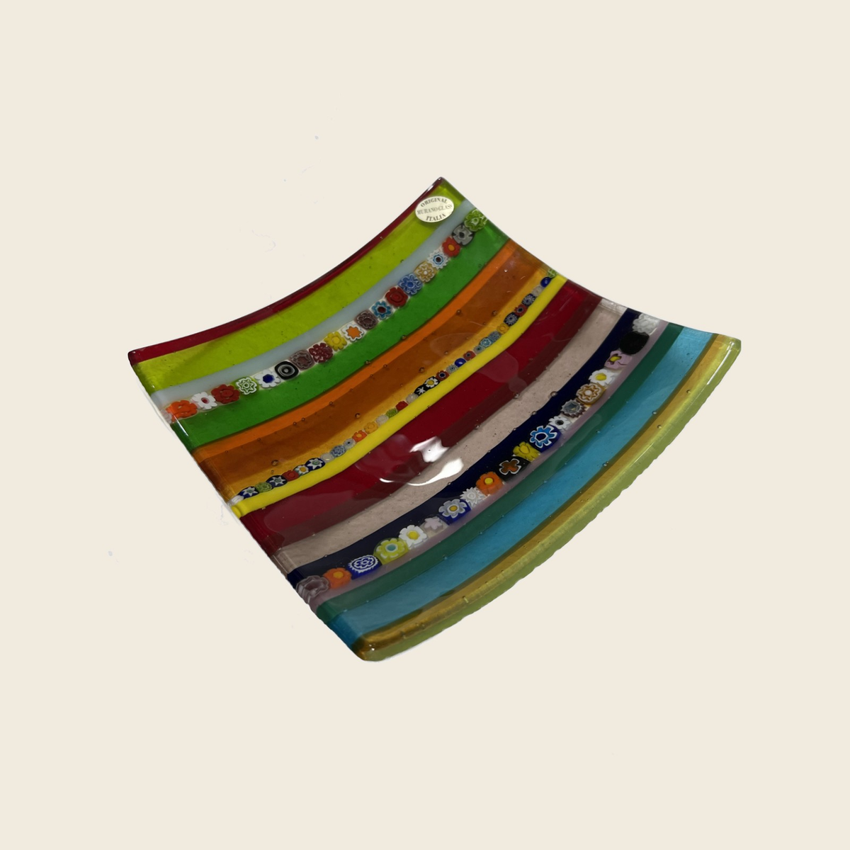 Centerpiece - Plates, pocket emptier - Millefiori - Table-top square plate - Murano Art Italy