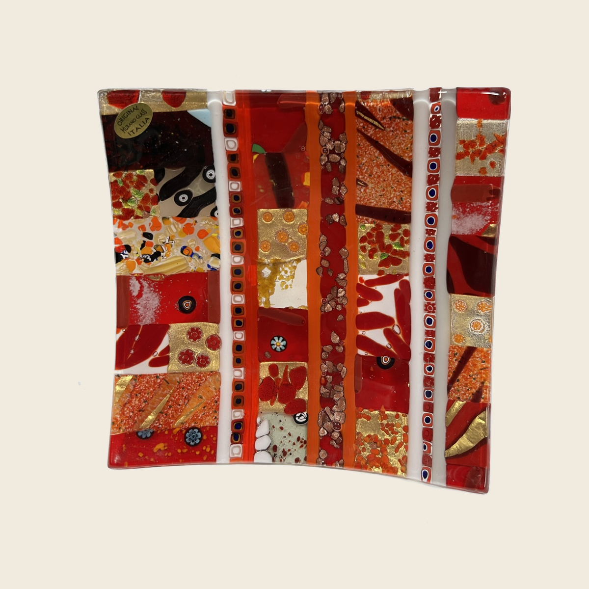 Centerpiece - Plates, pocket emptier - Ginevra - Red - Table-top square plate - Murano Art Italy