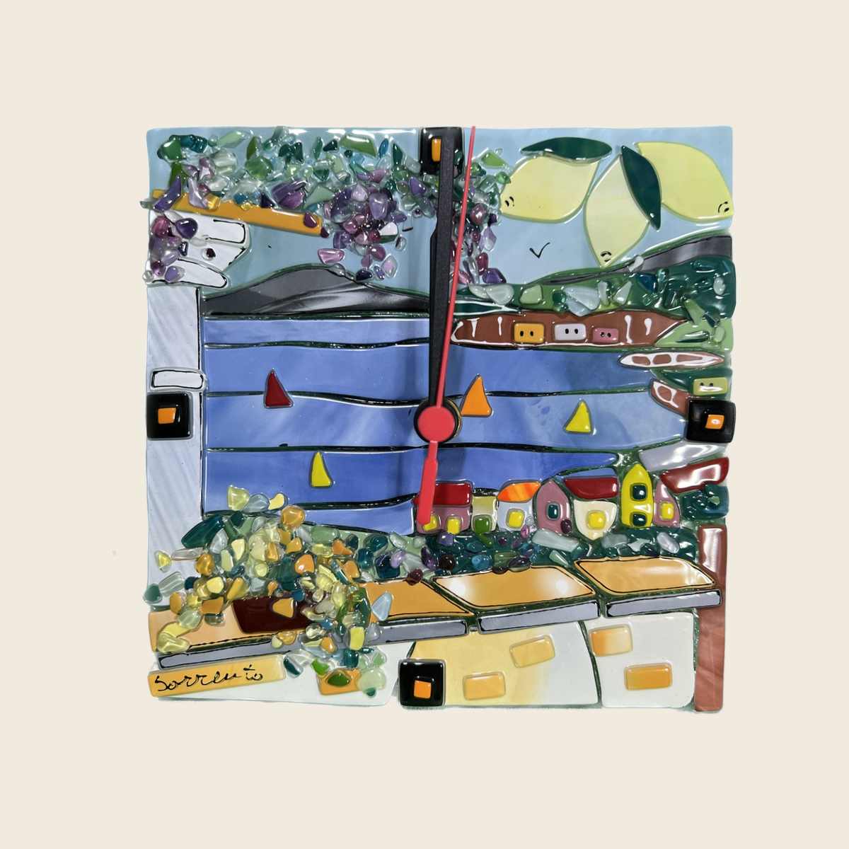 Landscapes - Sorrento - Clock - Murano Art Italy