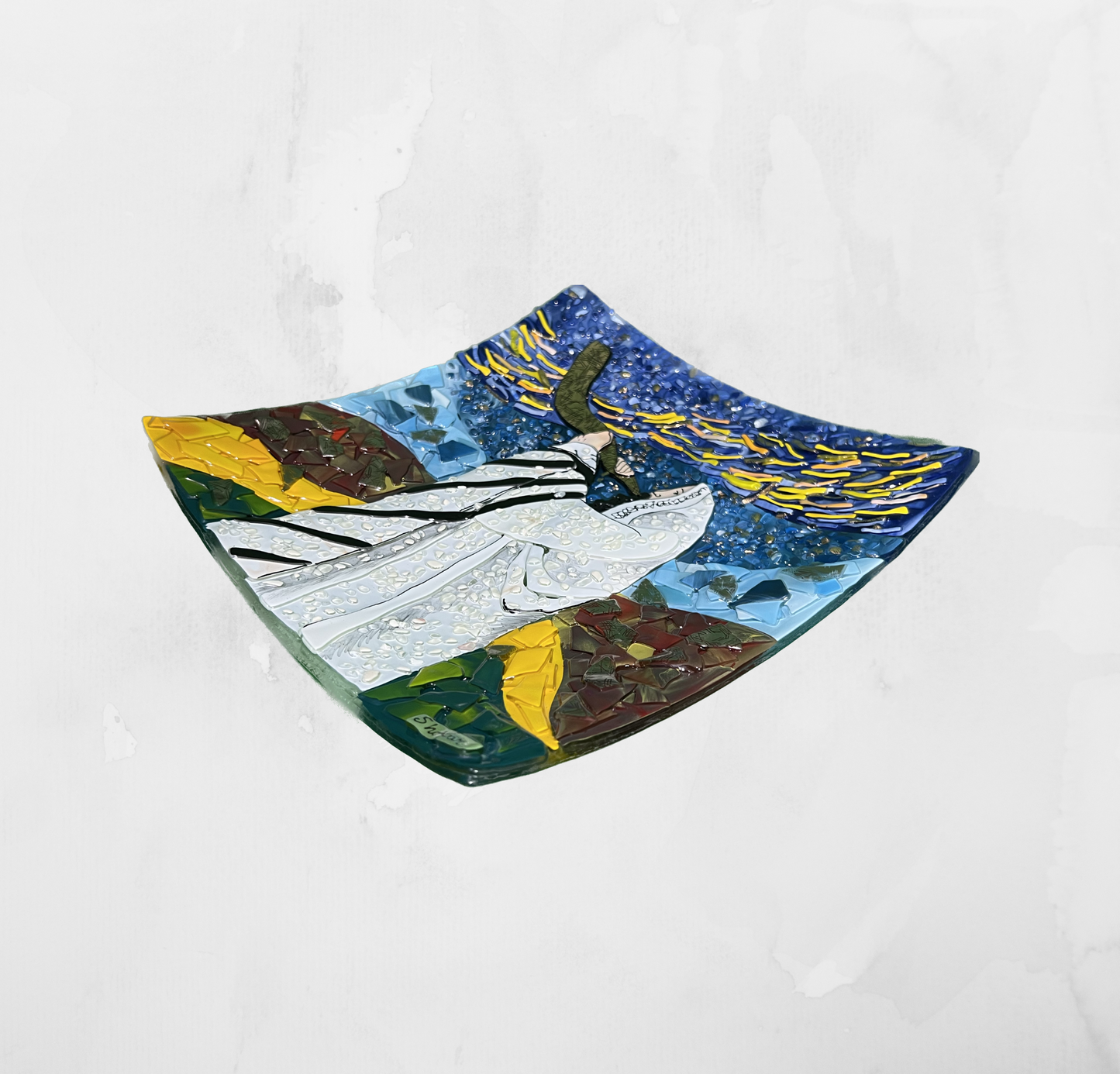 Jerusalem - Rav with shofar - Table-top square plate