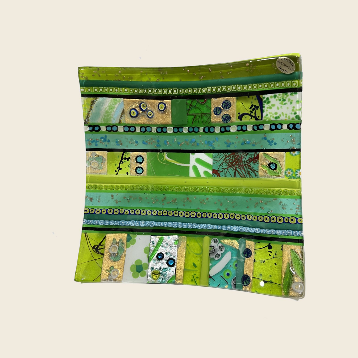 Centerpiece - Plates, pocket emptier - Ginevra - Green - Table-top square plate - Murano Art Italy
