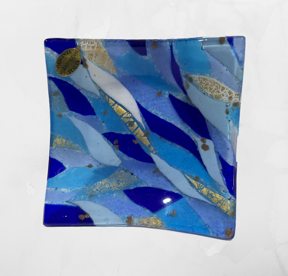 Centerpiece - Plates, pocket emptier - Lux - Blue - Table-top square plate - Murano Art Italy
