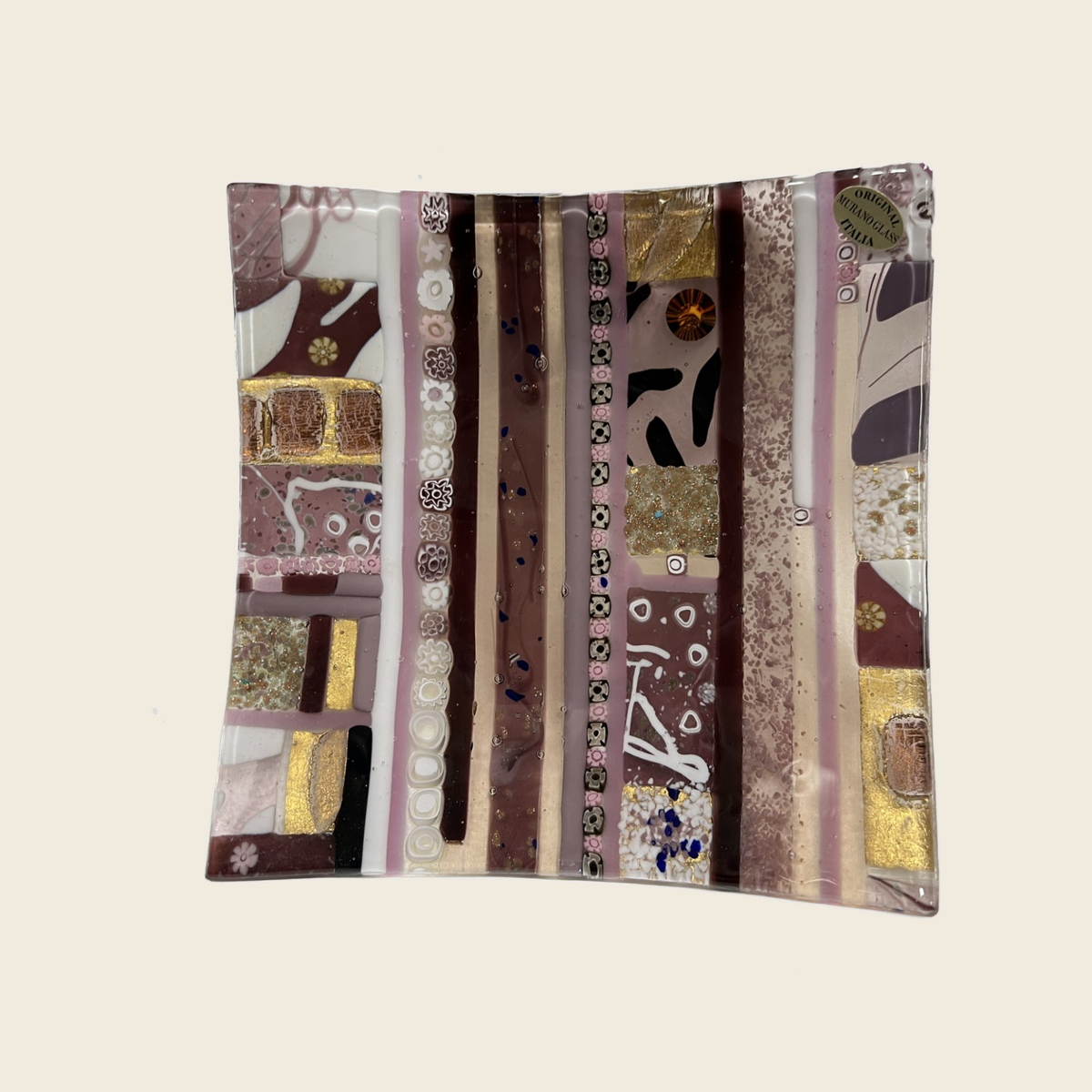 Centerpiece - Plates, pocket emptier - Ginevra - Amethyst - Table-top square plate - Murano Art Italy