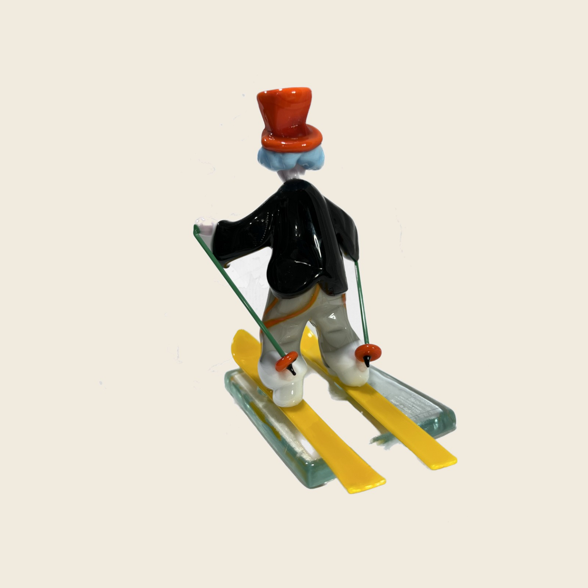 Sculpture - Figurines - Clown - Clown with skis - Murano Art Italy