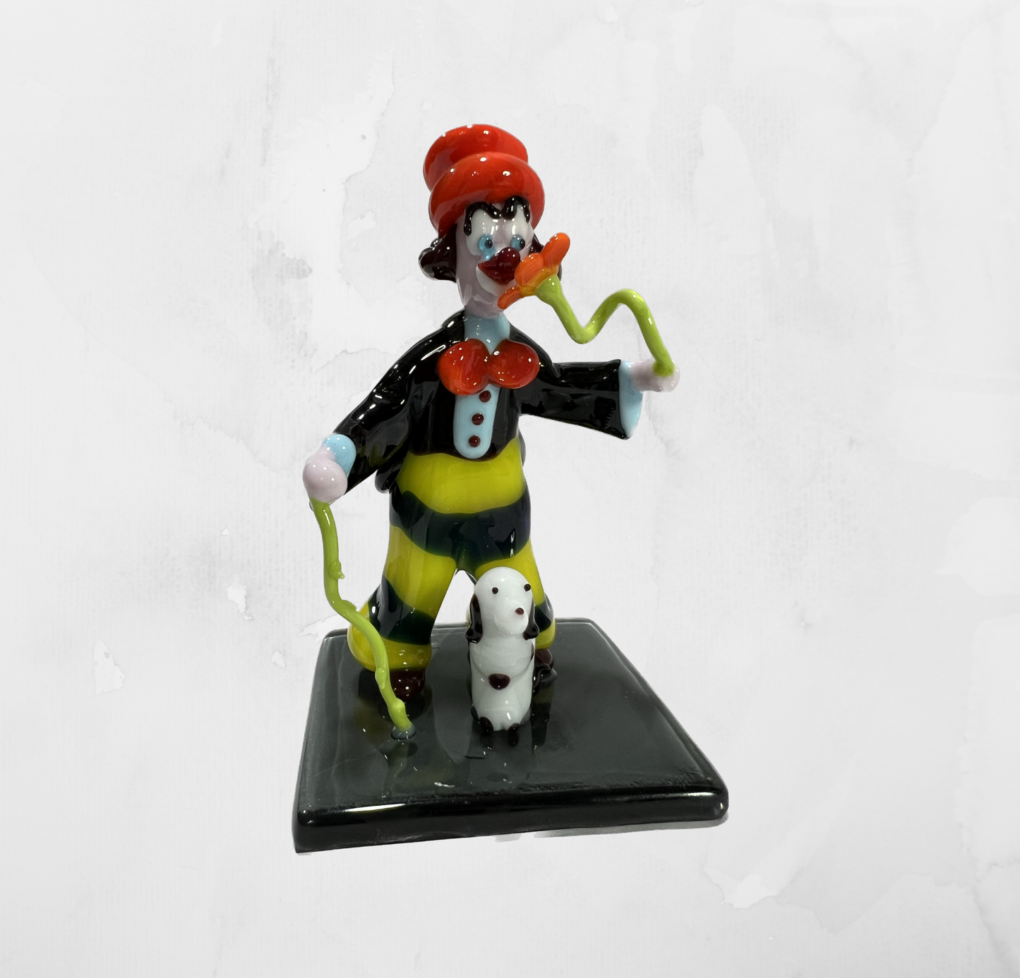 Sculpture - Figurines - Clown - Clown with flower and dog