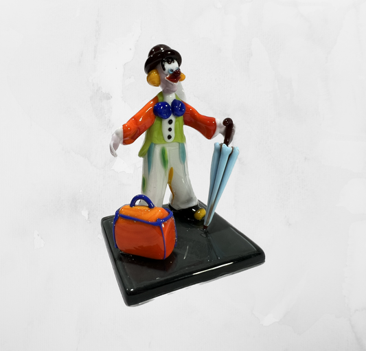 Sculpture - Figurines - Clown - Clown with umbrella and suitcase