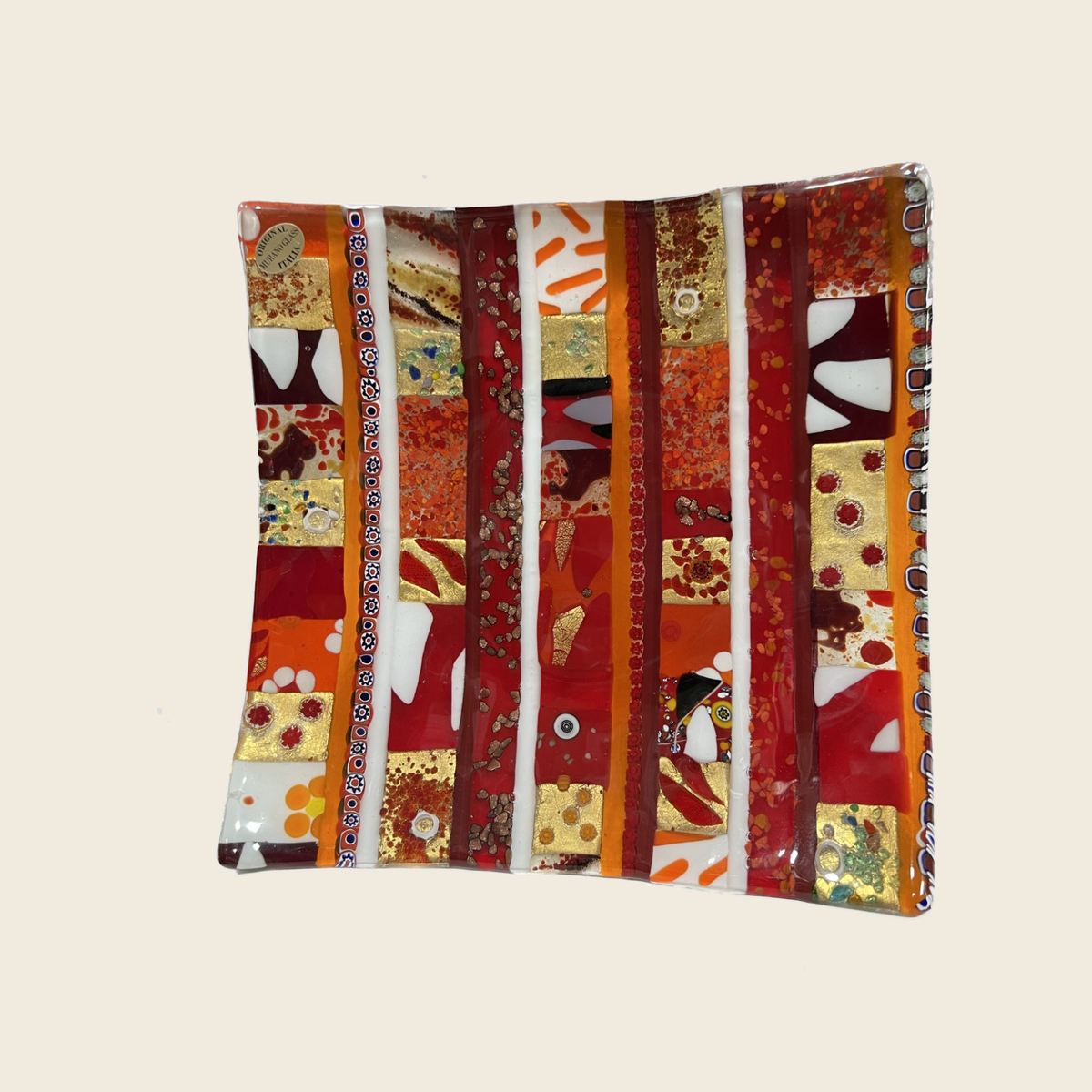 Centerpiece - Plates, pocket emptier - Ginevra - Red - Table-top square plate - Murano Art Italy