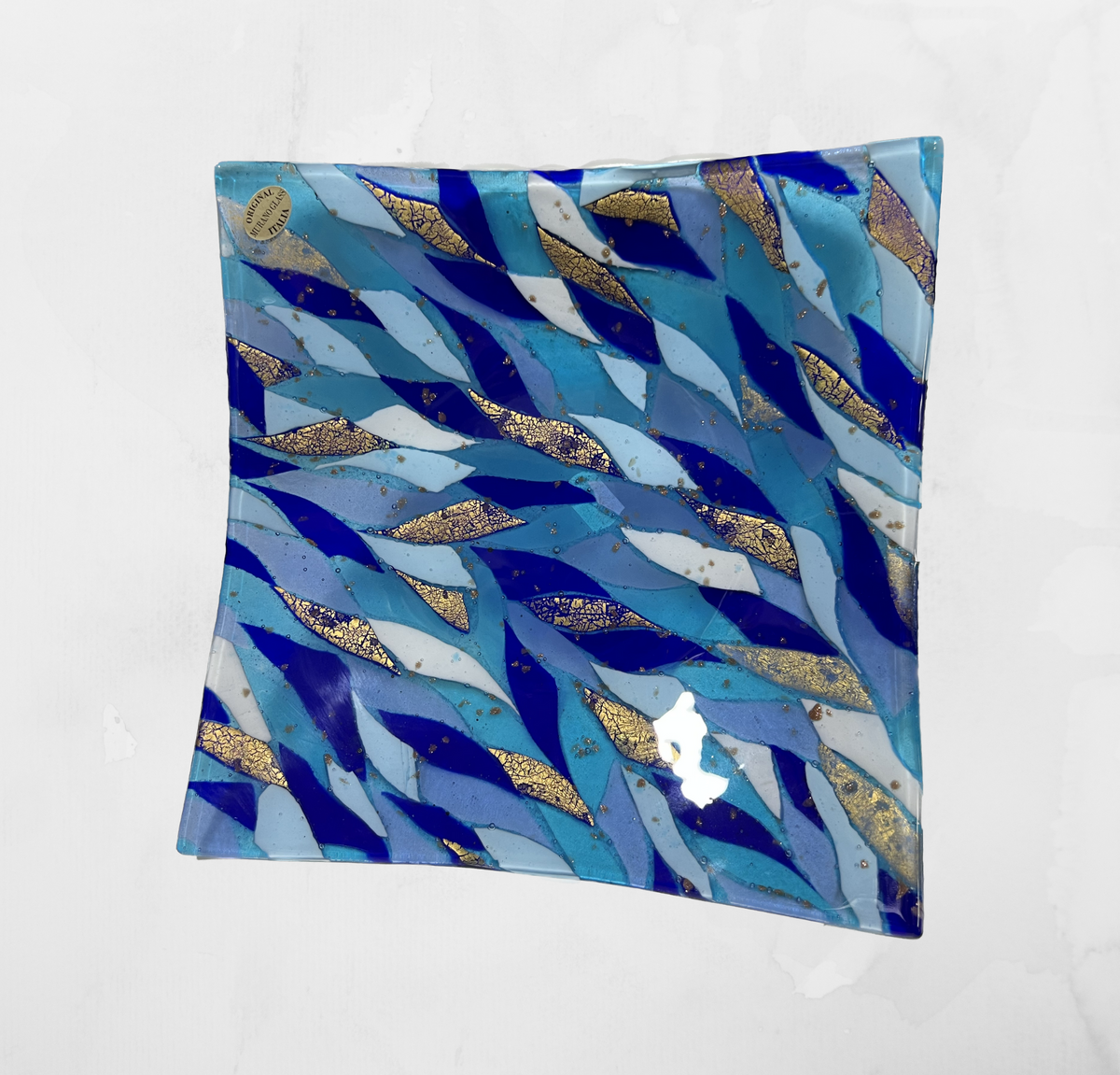 Centerpiece - Plates, pocket emptier - Lux - Blue - Table-top square plate - Murano Art Italy