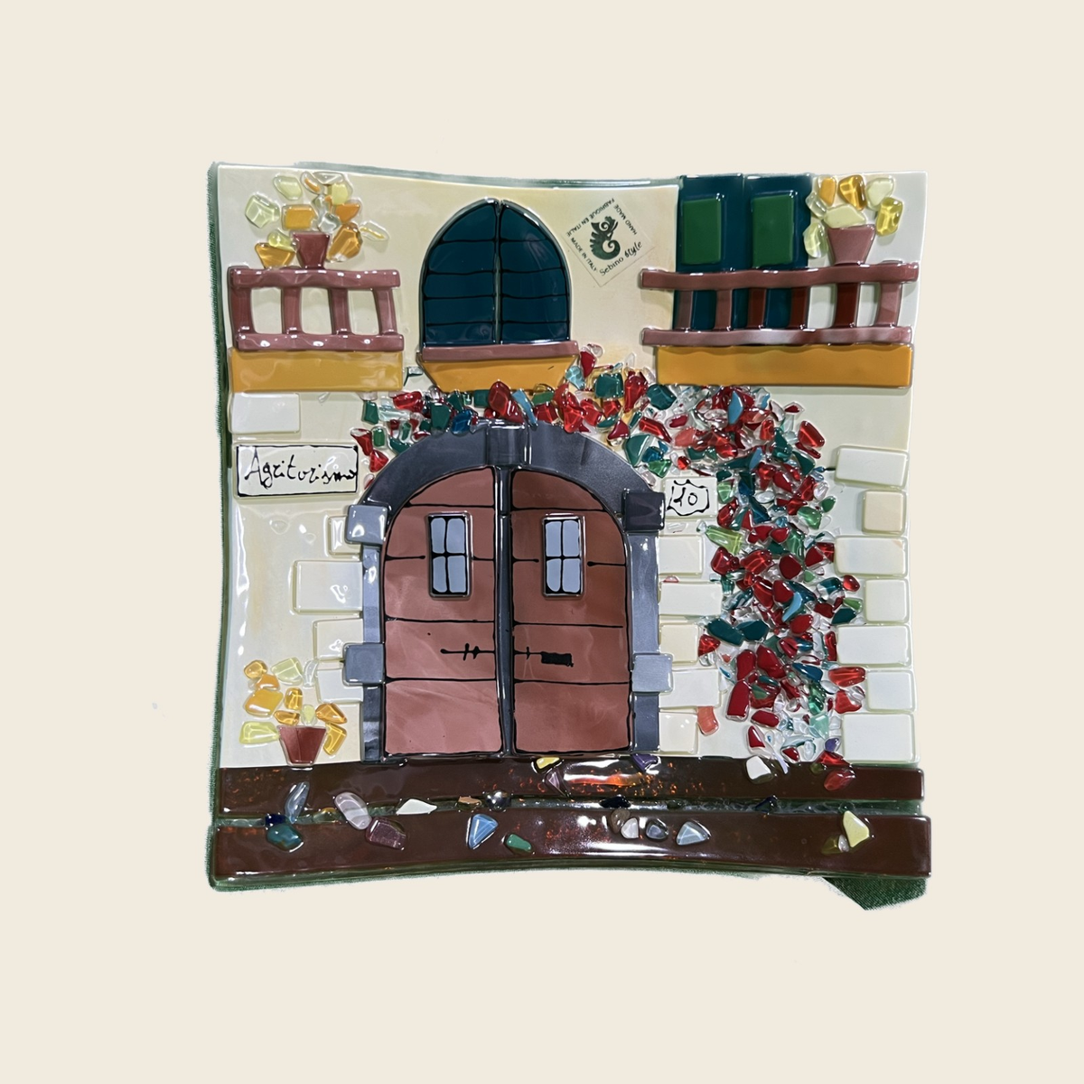 Landscapes - Resort - Table-top square plate - Murano Art Italy