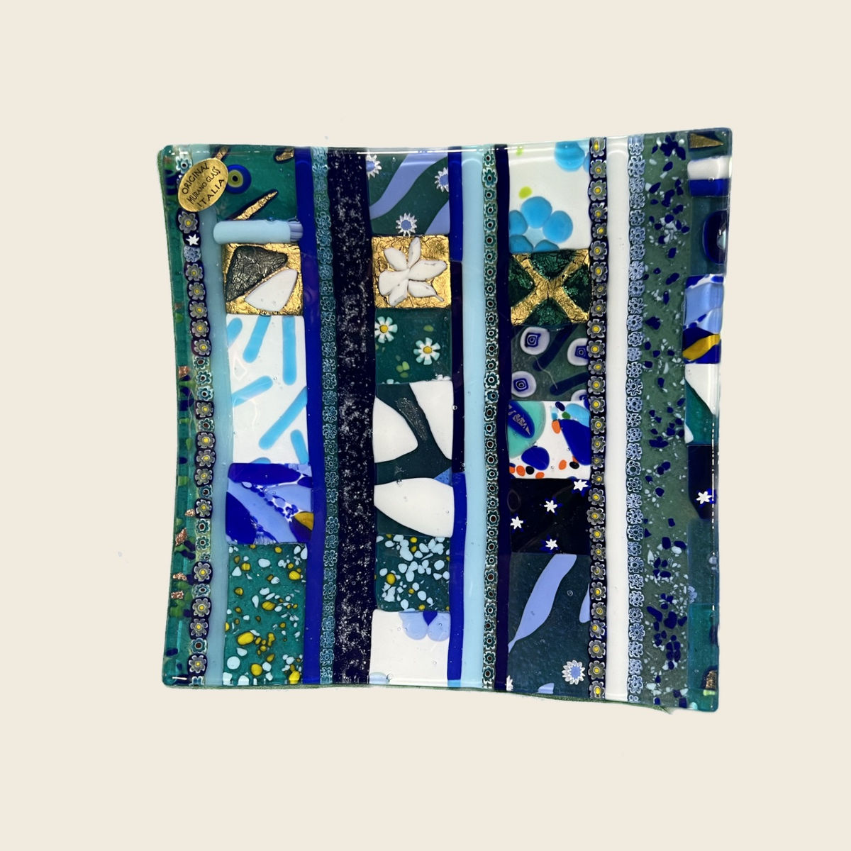 Centerpiece - Plates, pocket emptier - Ginevra - Blue - Table-top square plate - Murano Art Italy