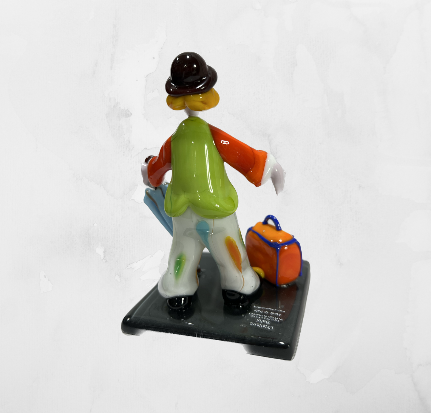 Sculpture - Figurines - Clown - Clown with umbrella and suitcase