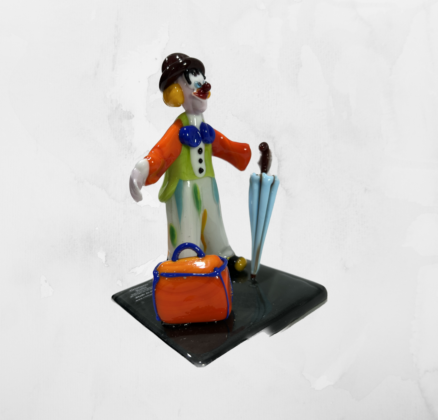 Sculpture - Figurines - Clown - Clown with umbrella and suitcase