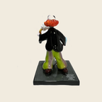 Sculpture - Figurines - Clown - Clown with beer and cat - Murano Art Italy