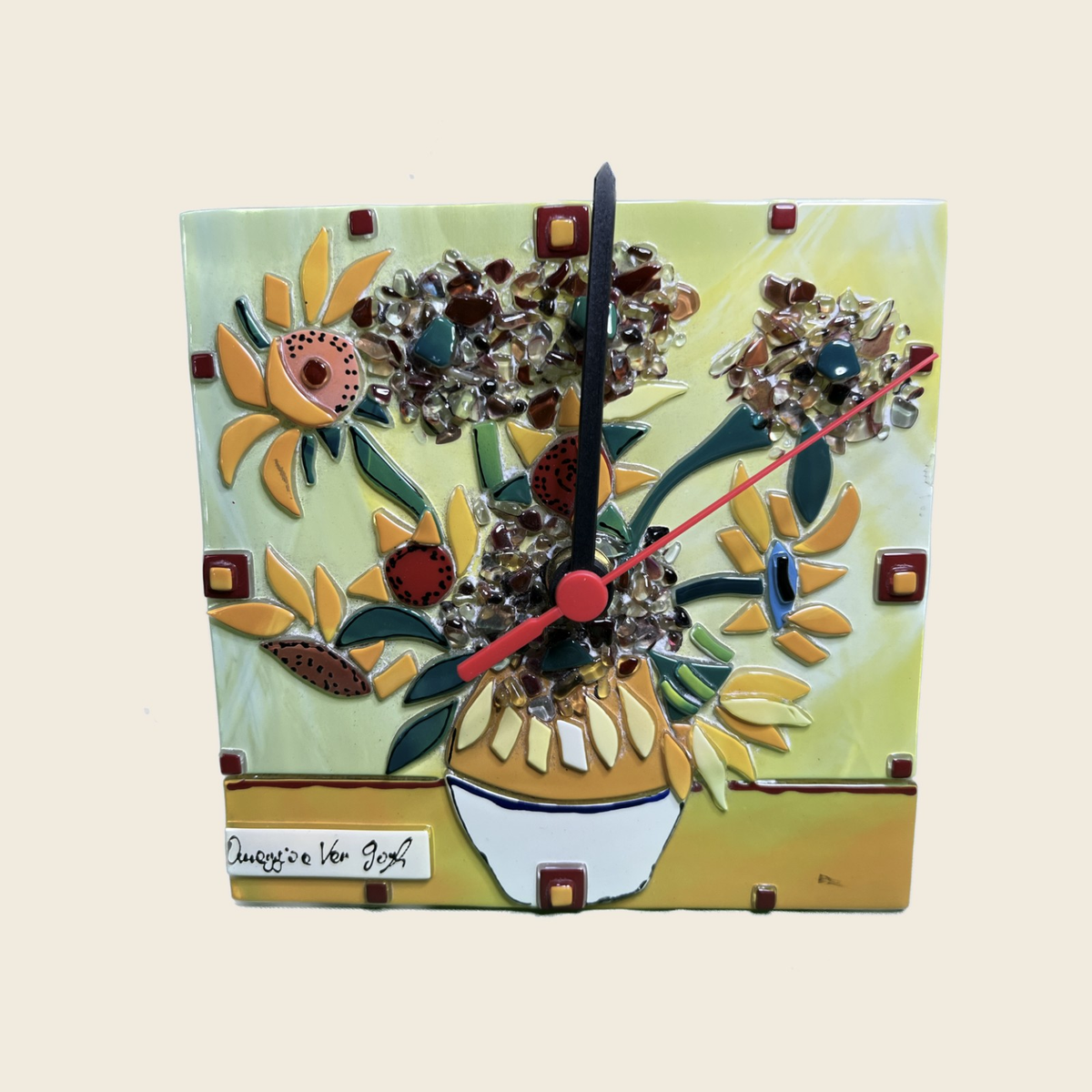 Van Gogh - The sunflowers - Clock - Murano Art Italy