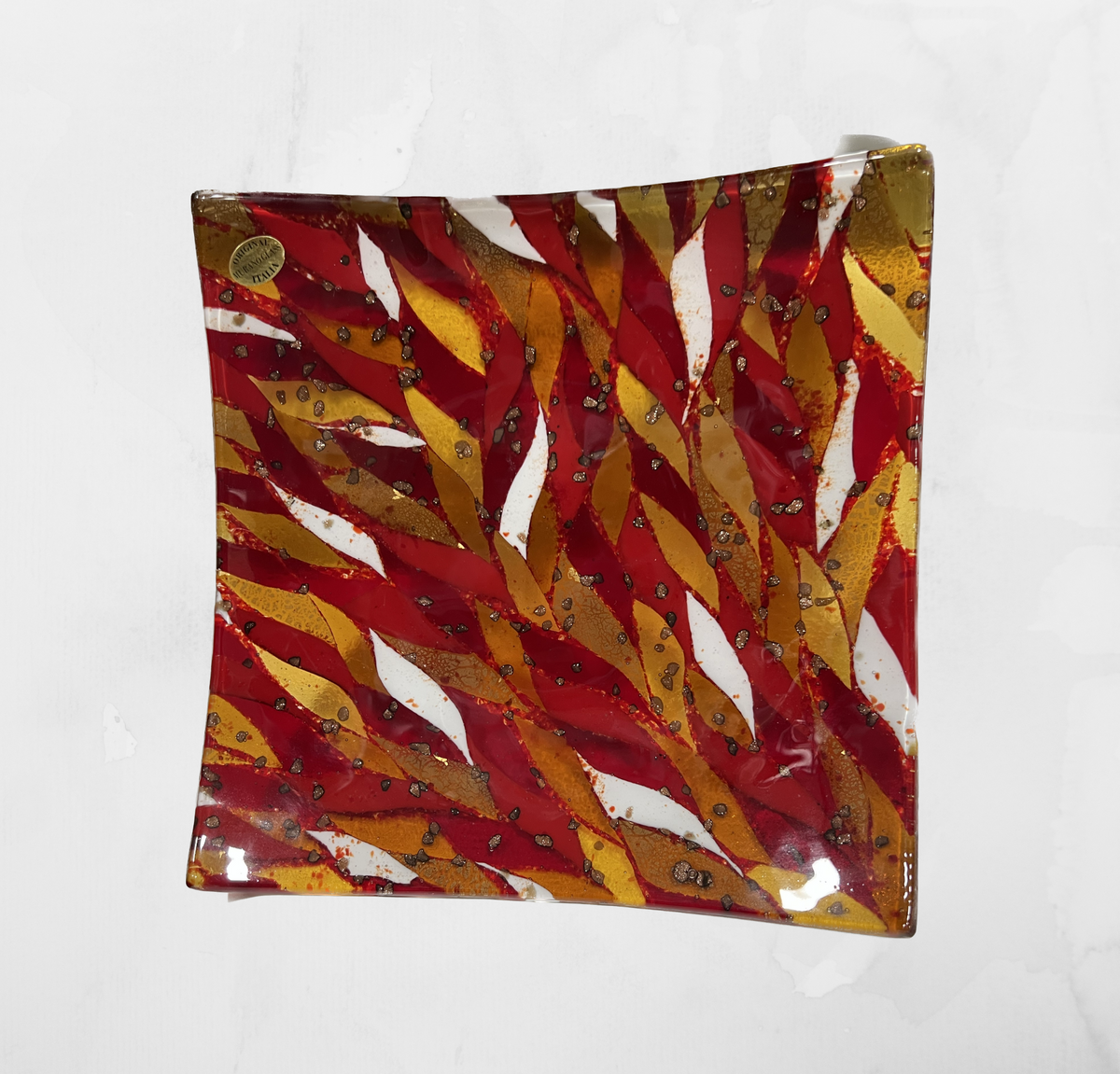 Centerpiece - Plates, pocket emptier - Lux - Red - Table-top square plate - Murano Art Italy