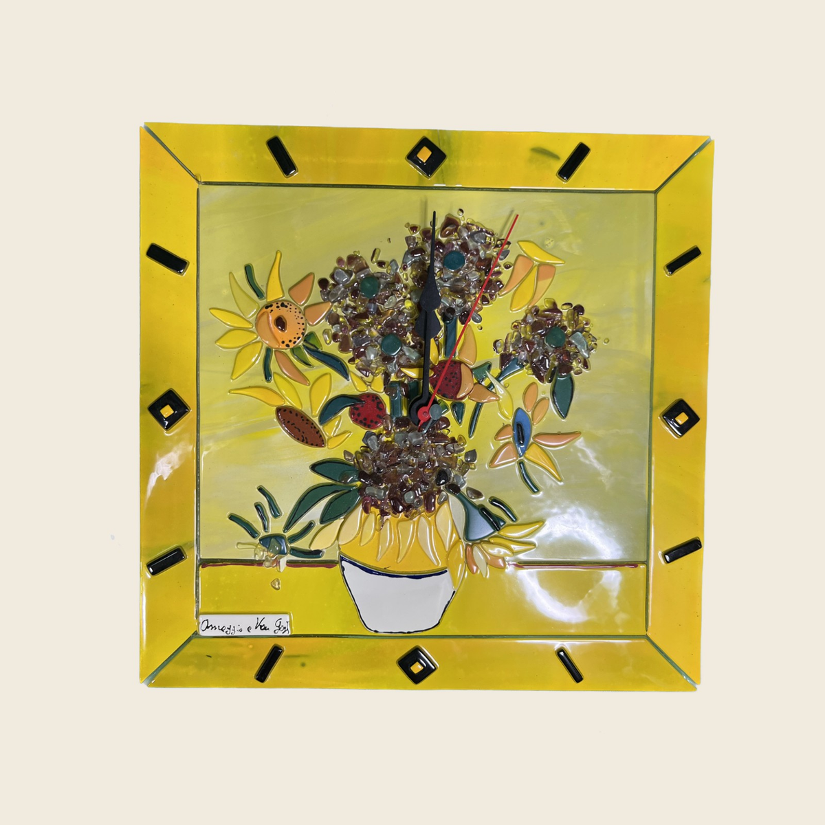 Van Gogh - The sunflowers - Clock - Murano Art Italy