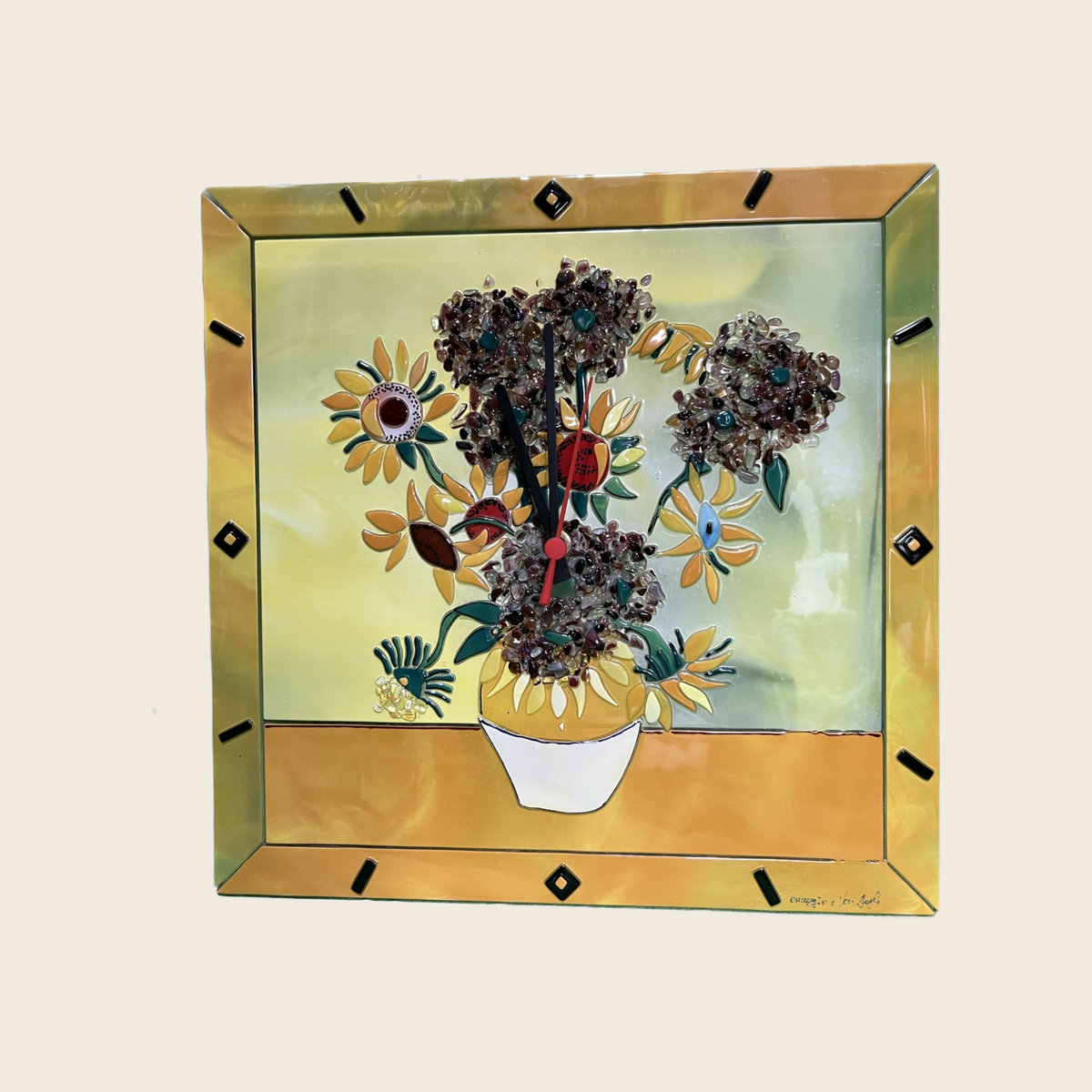 Van Gogh - The sunflowers - Clock - Murano Art Italy