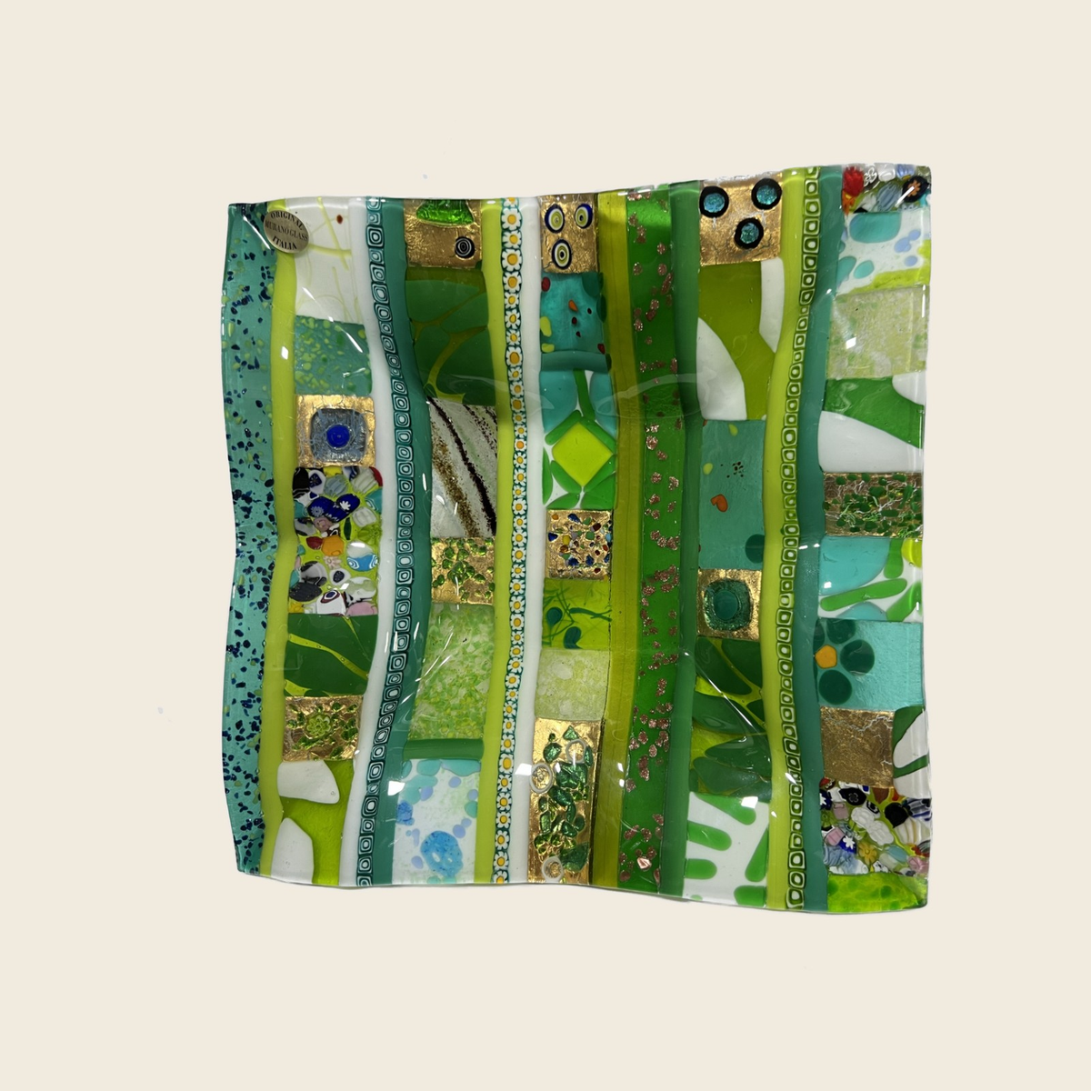 Centerpiece - Plates, pocket emptier - Ginevra - Green - Table-top "Handkerchief" - Murano Art Italy