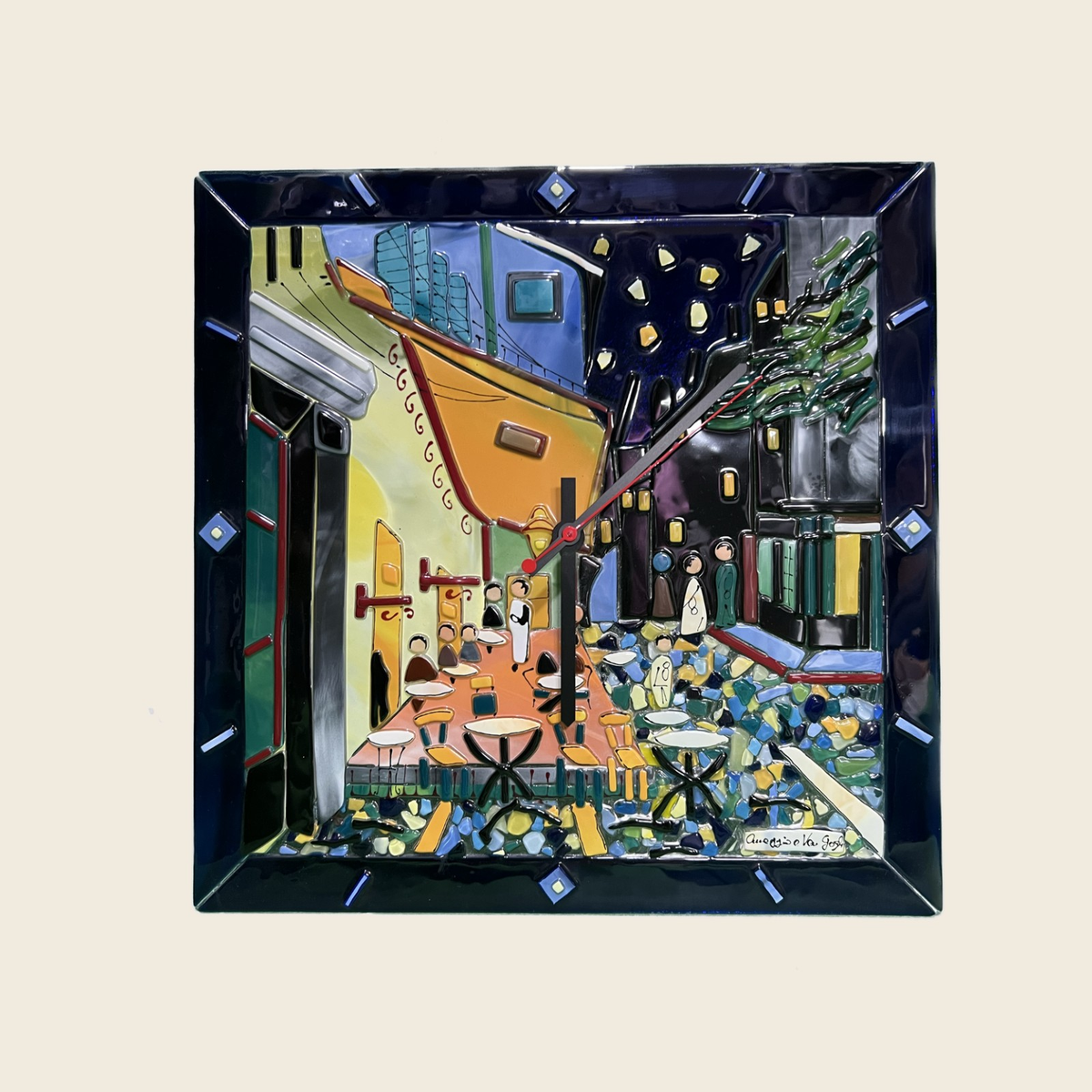 Van Gogh - The cafè terrace at night - Clock - Murano Art Italy