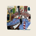 Venice Canal Clock – detail 2, handmade Murano glass