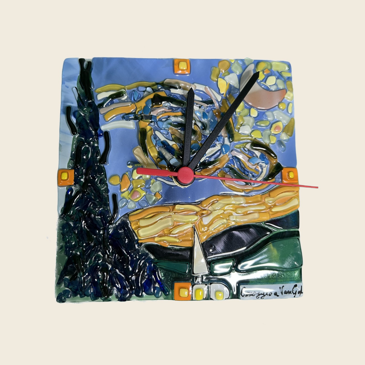 Van Gogh - The Starry night - Clock - Murano Art Italy